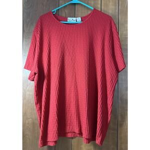 Vtg Extra Point by Reference Point Womens Plus 3X Red Short Sleeve Top V4
